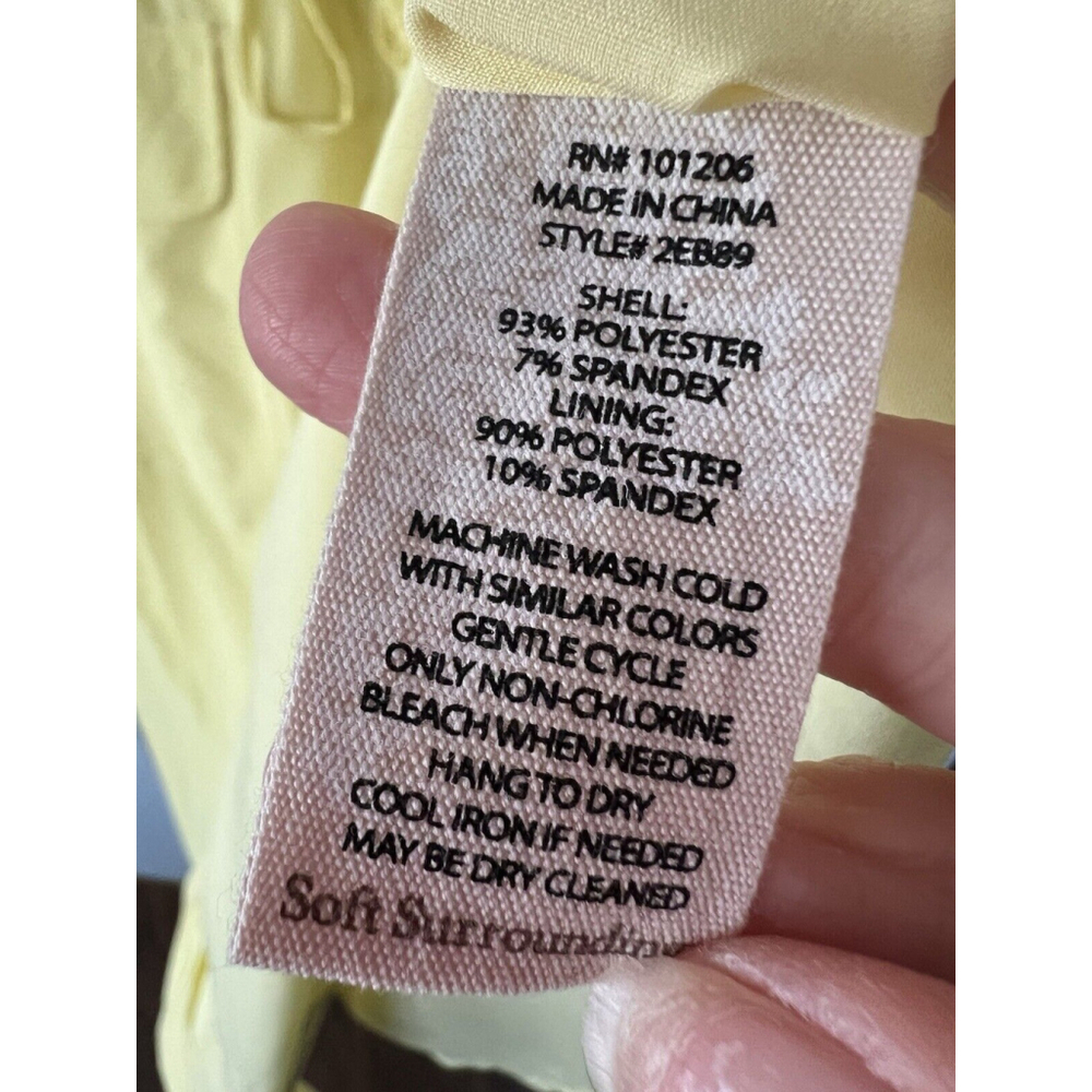 Soft Surroundings Go‎ Lively Traverse Dress Yellow Roll Tab Sleeve Women's M - Picture 7 of 8